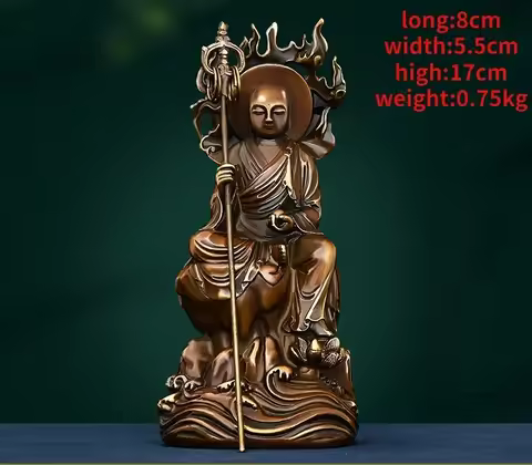Vintage Copper Buddha People Jizo King Ornament , Bodhisattva Sitting Statue