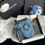 CHANEL 牛仔塗鴉單寧 mini 小水桶