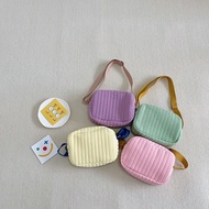 Korean Korean Children's Bag ins Simple Contrast Color Messenger Bag Children's Casual Cotton Shoulder Bag