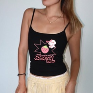 DUNEA DUNEA Letter Printed  Slim Fit Cropped Camisoles