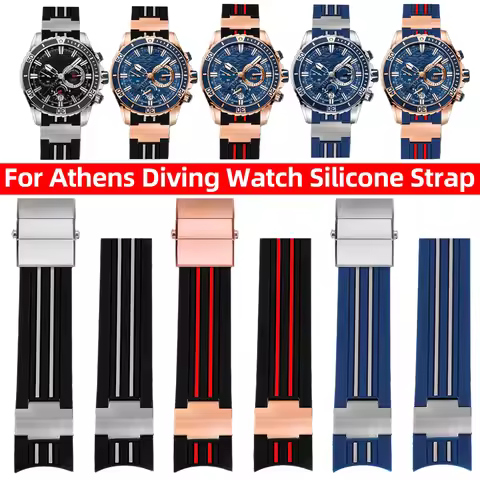 22mm Curved Silicone Strap For Ulysse Nardin Athens Diving Watch Navigation 1502 men sport Rubber Wa
