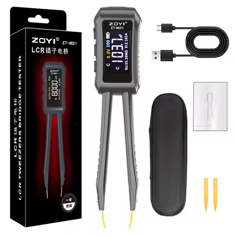 ZOYI ZT-MD1 Digital LCR Bridge Tweezer SMD ESR Tester Resistance Capacitance Inductance Continuity D