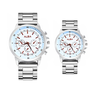 Jam Tangan Couple Alba Full Hitam dan Pria Wanita Premium dengan Tali Rantai/Stell