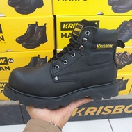 Sepatu Safety Krisbow Original/Safety Premium, Model Tali + Zipper ( Bufallo Leather )
