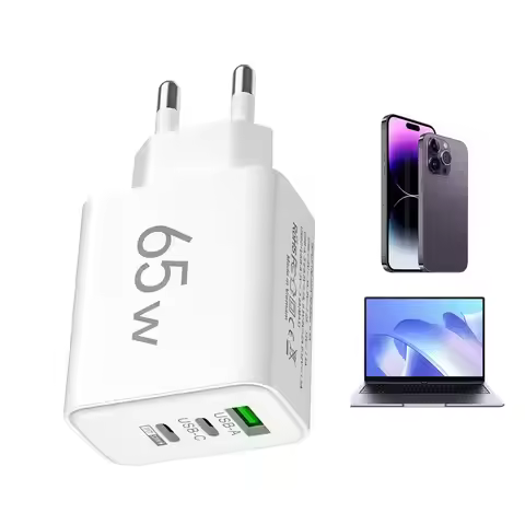 EU plug Triple USB Charger Block 65W Multi-Port USB Phone Charger Block 1 USB2 PD Ports USB Block Wa