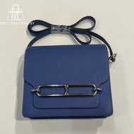 🌈Hermes💙Mini Roulis 19💙寶石藍銀扣🌈98.5新🌟Evercolor皮🌟愛馬仕🌟