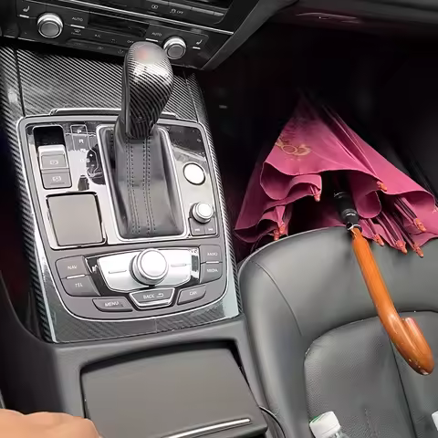 For Audi A6 C7 2012 to 2018 Car Gear Panel Sticker Gear Box Protective Film Carbon Fiber Black Car I
