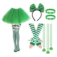 lu Irish National Day Shamrock Outfit StPatricks Party Gathering Costume Set 9PCS