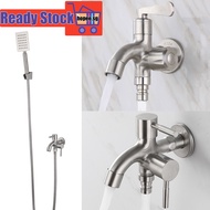 1 in 2 out Two Way Water Tap Washing Machine Faucet 304 Stainless Steel Multifunctional Balcony Tap Shower Set Showerhead