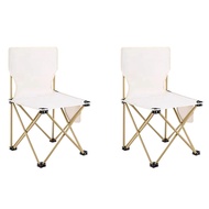 2X Creamy White Small Outdoor Folding Chair Camping Picnic Chair Ultra-Light Portable Artist Sketchi