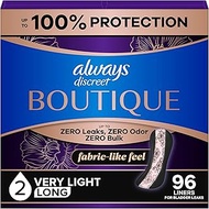Always Discreet Boutique Incontinence Liners, Very Light Absorbency, Long Length,32 Count (Pack of 3