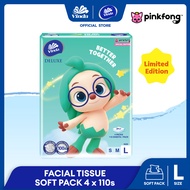 Vinda Deluxe Facial Tissue Large 3ply PinkFong Limited Edition (4x110s)