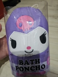 購於日本Kuromi 佻皮魔女 兒童吸水速乾連帽斗篷具浴巾