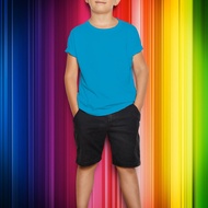 Turquoise Plain Kids T-Shirt Baju Kosong Budak