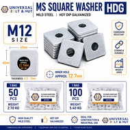 M12 Square Washer Mild Steel Hot Dip Galvanized HDG 40x40mm Plat Segi Besi Construction Washer (50pc