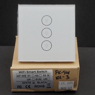 TOMBOL Wifi Smart Touch Wall Switch 3 Gang Way - 3 Button Wireless Smart Switch FK-SW101-3 SKU 2.013