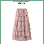 kebaya panjang tiered skirt Layered Fairy Tutu Skirt Women Mesh Kain Kembang Labuh Fluffy Ruffle Ski