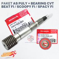 (HEMAT) 4 JENIS PAKET AS PULI CVT BEAT FI + BEARING CVT KUNINGAN + BERING PULI BELAKANG + LAHAR 6204