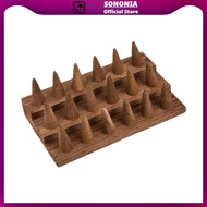 [SONONIA] 18 Fingers Wood Ring Display Stand 7.8x4.7x2.7inch Brown Sturdy Smooth Surface