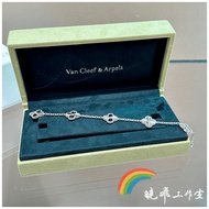 【Pawnable】 (Vca)Van Cleef Fankeyabao (Vca)Van Cleef Clover Platinum Laser Pork Belly Bracelet