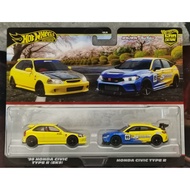 HOTWHEELS 2025 PREMIUM CAR CULTURE TWINPACK SERIES  99 HONDA CIVIC TYPE R(EK9) & HONDA CIVIC TYPE R 