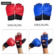 [CHiWANJi] Mma Gloves Sparring Kickboxing Gloves Waterproof PU Leather Hollow Palms Fight