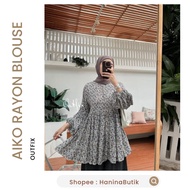 KATUN AIKO RAYON BLOUSE ROYAL BLUE by OUTFIX | OUTFIX FLOWER MOTIF RAYON COTTON BLOUSE