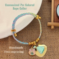 Customized blue colored rope pet collar, collar for kittens and puppies, customized pet identificati