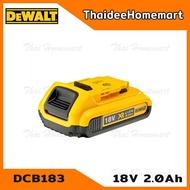 DEWALT แบตเตอรี่ 20V 2.0Ah DCB183 /  DCB183G (มีการ์ดยาง) รับประกันศูนย์ 1 ปี