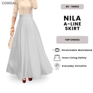 Rok Labuh Muslimah COWGAL Nila – Highwaist, Ada Lining & Poket | A-line Maxi Skirt