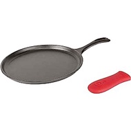 Lodge Cast Iron Griddle and Hot Handle Holder, 10.5", Black/Red
