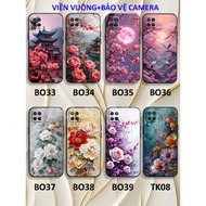 Huawei 7I / 6E TPU case with square border printed with peach blossoms, roses, peonies, beautiful fl
