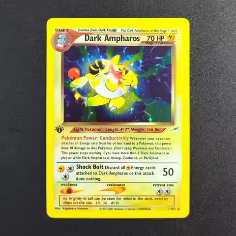 DIY Pokemon TCG Pocket Card 2000 P.M Dark Ampharos 1 Super Rare Collectibles Card Single Classic Gam