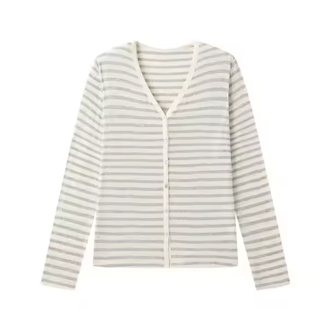 Lyocell Women's Cardigan V Neck Slim Knitwear Long Sleeve Top Basic Shirt Round Neck Sunscreen Cloth