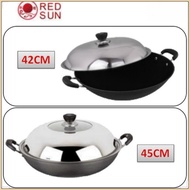 RED SUN HARD ANODIC HEALTHY WOK WITH LID 40CM 42CM 45CM [cooking / steaming / frying] wok non stick 