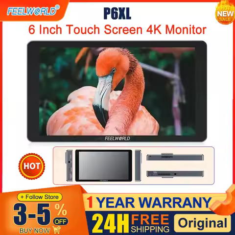 FEELWORLD P6XL 6 Inch Touch Screen 4K Monitor Aluminium Built-in Battery for DSLR Camera Field HDMI-