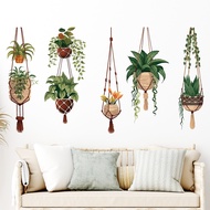 Cartoon Wall Stickers Potted Plants Green Plants Self-Adhesive Living Room Bedroom Decorative