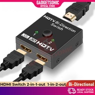 HDMI 4K Two Way Display Switch 2 In 1 Out Bi-Directional 1x2 / 2x1 Switcher Dual Ports