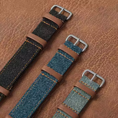 Boderry Denim NATO Watch Strap 20 Mm Wide Long Watch Band for Wristwatch