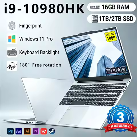 2026 Intel Core I9-10980HK Laptop 15.6 inch Win11 Pro 16GB RAM 1TB 2TB SSD Fingerprint Unlock Office