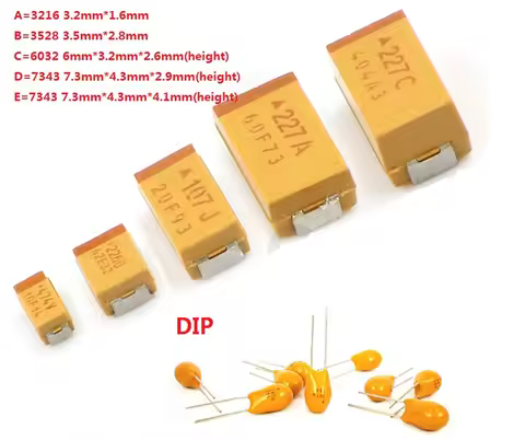 10PCS A B C D Case Tantalum Capacitor 6V 10V 16V 25V 35V 50V 0.1UF 1uf 2.2UF 4.7UF 10UF 22UF 33UF 47