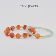 CACO Nanhong Agate Green Aventurine Set Bracelet 18K Gold Plated "Haru" (Set of 2)