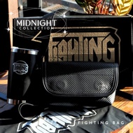 New Collection [ FIGHTING ] MIDNIGHT กระเป๋าสะพายข้าง 9" หนังหุ้มคาร์บอน 3D ( แม่เหล็ก )