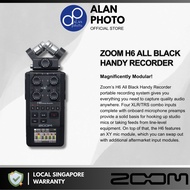 Zoom H6 All Black 6-Input / 6-Track Handy Recorder | 24-bit/96kHz, 6-in/2-out Modular Field Recording System