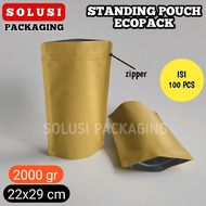 ISI 100 PCS Standing Pouch ECOPACK 2Kg KPACK Kemasan Kopi Plastik Klip Ziplock Bag KEMASAN KOPI KEMA