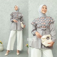 batik gaul blouse batik blouse lengan panjang batik kantoran a - no.1 xl