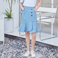 Eyouth 1937 Women Simple Skirt Midi Skirts Ruffled Long Skirts