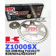 RK Sprocket Set Kawasaki Z1000SX GB ZXW W-Ring Black Gold Blue Chain Rantai WRing 525 Z1000 SX Gear 