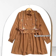 Maybel Tunik Bordir Terbaru Ukuran S M L XL XXL  | Vest Tunik Bordir | Tunik Linen | Pevita Tunik Em