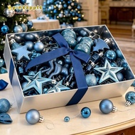 PINEAPH Christmas Tree Bauble Ornaments, 45PCS Glossy  Holiday Hanging Ornaments, Assorted Shapes Ha